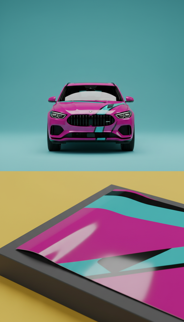 Electric magenta custom graphic wrap for SUV
