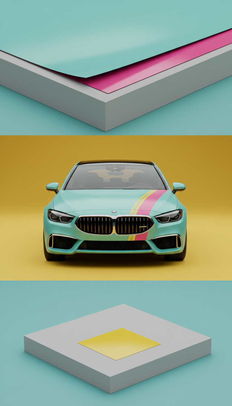 Aqua pop partial wrap with accent stripes