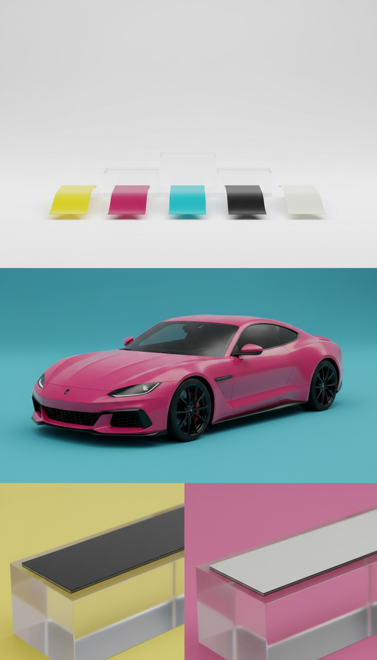 Signature vinyl swatch set on matte acrylic plinths